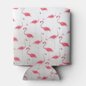 ピンクフラミンゴスケッチフラミンゴアーティストピンクホワイト 缶クーラー (裏面)