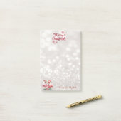 ピンクフラミンゴスサンタハットプレゼント ポストイット (デスク上)