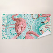 ピンクフラミンゴスシームレスパターン バスタオル (バスタオル)