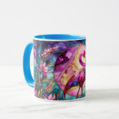 ピンクフラミンゴステンドグラスモザイク マグカップ (正面左)