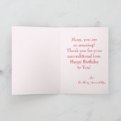 ピンクフラミンゴスハッピーバースデーマムフォト カード (内部)