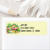 ピンクフラミンゴスバードズヴィンテージスタイル住所 シール (インサイチュ)