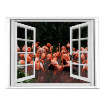 ピンクフラミンゴスフェイクウィンドウビュー