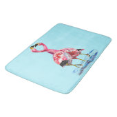 ピンクフラミンゴスブルーバスマットカスタム文字カラー –  バスマット (アングル)