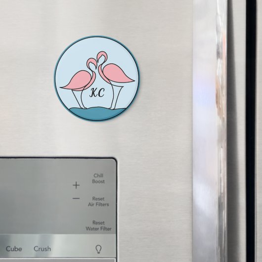 ピンクフラミンゴスモノグラムアートまたはフォトキッチン マグネット (インサイチュ (冷蔵庫))