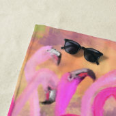 ピンクフラミンゴスラブダンス – オリジナルア絵画ート ビーチタオル (インサイチュ)