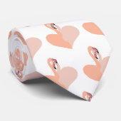 ピンクフラミンゴスラブブラックタイハート ネクタイ (ロール)