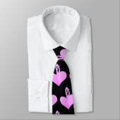 ピンクフラミンゴスラブブラックタイハート ネクタイ (タイ)