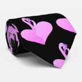 ピンクフラミンゴスラブブラックタイハート ネクタイ (ロール)