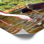 ピンクフラミンゴスヴィンテージイラストレーション ポスター (角)