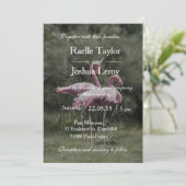 ピンクフラミンゴス屋外自然結婚式招待状 招待状 (スタンド正面)