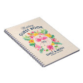 ピンクフラミンゴス熱帯リース結婚ズゲストブック ノートブック (右側)