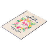 ピンクフラミンゴス熱帯リース結婚ズゲストブック ノートブック (左側)