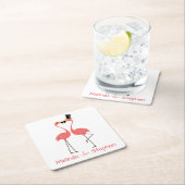 ピンクフラミンゴス結婚トロピカルズ、パーティー、ルアウ(ハワイ式宴会) スクエアペーパーコースター (インサイチュ)