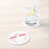 ピンクフラミンゴス結婚トロピカルズ、パーティー、ルアウ(ハワイ式宴会)ビーチ ラウンドペーパーコースター (インサイチュ)