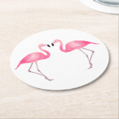 ピンクフラミンゴス結婚トロピカルズ、パーティー、ルアウ(ハワイ式宴会)ビーチ ラウンドペーパーコースター (アングル)