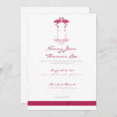 ピンクフラミンゴス結婚式招待状 招待状 (正面/裏面)