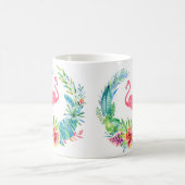 ピンクフラミンゴス&トロピカルフラワーズリース コーヒーマグカップ (中央)