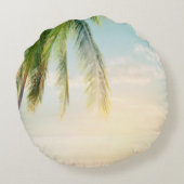 ピンクフラミンゴス,ビーチ,パーム,パーソナライズされた4 ラウンドクッション (裏面)