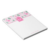 ピンクフラミンゴセンタースクエアパーソナライズされた ノートパッド (アングル)