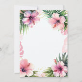 ピンクフラミンゴティアラはっきりしたトロピカルガールベビーシャワー 招待状 (裏面)