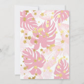 ピンクフラミンゴティアラ星トロピカルガールベビーシャワー 招待状 (裏面)