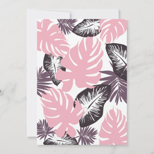 ピンクフラミンゴティアラ熱帯シックな女の子の赤ちゃんシャワー 招待状 (裏面)
