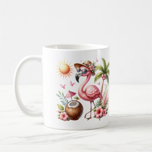 ピンクフラミンゴデザイン コーヒーマグカップ (左)