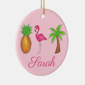 ピンクフラミンゴトロピカルアイランドパームツリーパイナップル セラミックオーナメント (右)