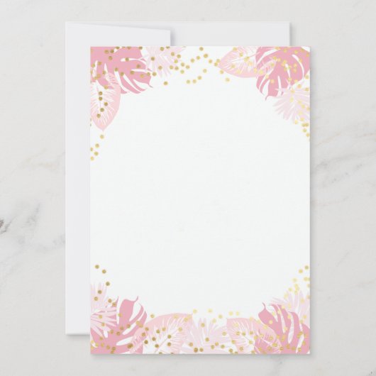 ピンクフラミンゴトロピカルアロハガールベビーシャワー 招待状 (裏面)