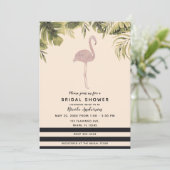 ピンクフラミンゴトロピカルイエロークリームブライダルシャワー 招待状 (スタンド正面)