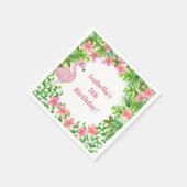 ピンクフラミンゴトロピカルガールズバースデーパーティー スタンダードカクテルナプキン (角)