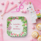 ピンクフラミンゴトロピカルガールズバースデーパーティー ペーパープレート (パーティー)