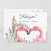 ピンクフラミンゴトロピカルサンキュー結婚ズ ポストカード (正面/裏面)