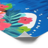 ピンクフラミンゴトロピカルサンセットビーチウォールアート ポスター (角)