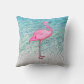 ピンクフラミンゴトロピカルサンディビーチシック クッション (裏面)
