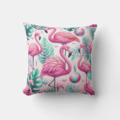 ピンクフラミンゴトロピカルデザイン クッション (正面)