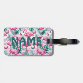 ピンクフラミンゴトロピカルデザイン ラゲッジタグ (裏面横)