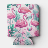 ピンクフラミンゴトロピカルデザイン 缶クーラー (裏面)
