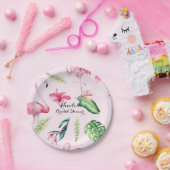 ピンクフラミンゴトロピカルハイビスカスフローラおもしろいパーティー ペーパープレート (パーティー)