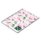 ピンクフラミンゴトロピカルハイビスカスフローラおもしろい夏 ノートブック (左側)