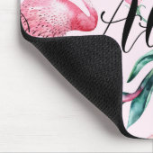 ピンクフラミンゴトロピカルハイビスカスフローラアロハ マウスパッド (コーナー)