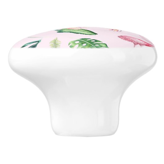 ピンクフラミンゴトロピカルハイビスカスフローラカスタムおもしろい セラミックノブ (側面)