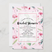 ピンクフラミンゴトロピカルハイビスカスフローラブライダル 招待状 (正面)