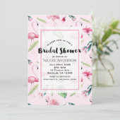 ピンクフラミンゴトロピカルハイビスカスフローラブライダル 招待状 (スタンド正面)