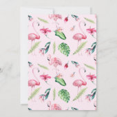 ピンクフラミンゴトロピカルハイビスカスフローラブライダル 招待状 (裏面)