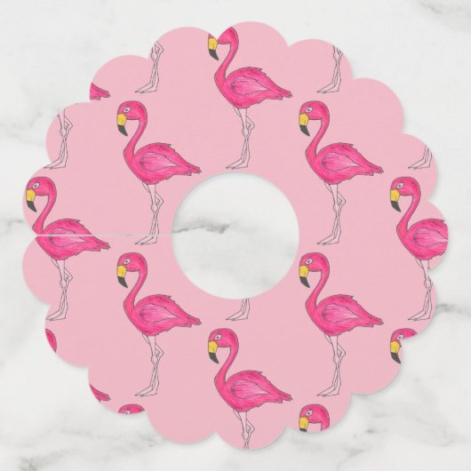 ピンクフラミンゴトロピカルパラダイスアイランドバード ワイングラスタグ (正面)