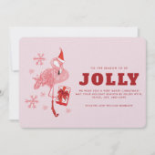 ピンクフラミンゴトロピカルビーチクリスマス シーズンカード (正面)