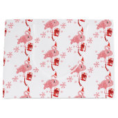 ピンクフラミンゴトロピカルフェスティバルクリスマス ラージペーパーバッグ (正面)