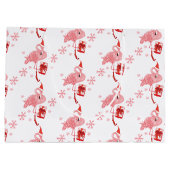 ピンクフラミンゴトロピカルフェスティバルクリスマス ラージペーパーバッグ (裏面)